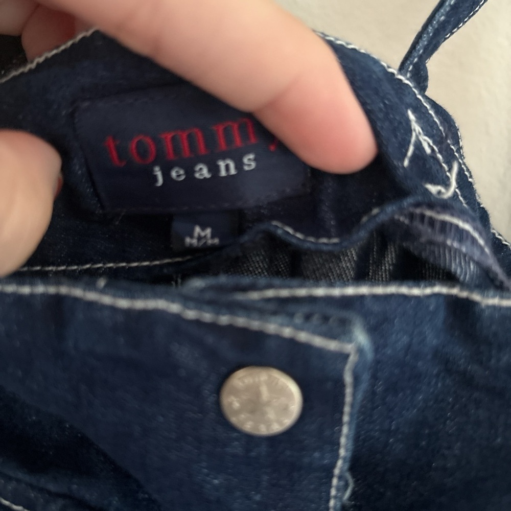 Tommy Jeans Denim Overall Dress Women’s M Button Front Midi Y2K Preppy Pockets - Picture 7 of 7